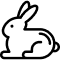Simple line drawing of a rabbit on a white background